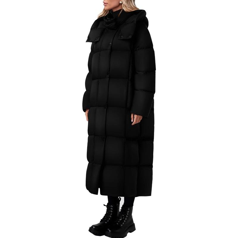 Women's Winter Long Puffer Coats Hooded Zip Up Casual Thickened Down Jackets Trendy Warm Clothes Outerwear