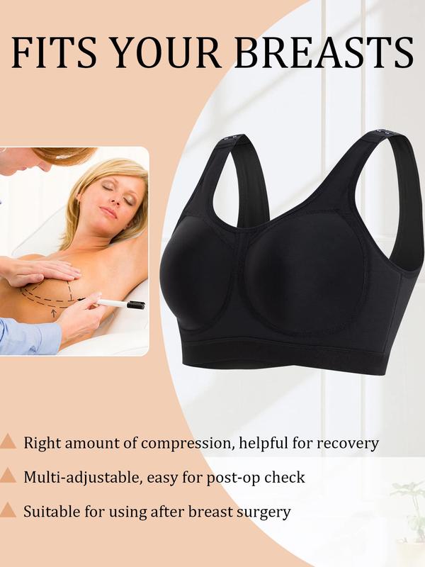 Women's Solid Wireless Push Up Bra, Breathable Comfortable Adjustable Hook & Eye Closure Bra, Soft Lingerie for Daily Wear