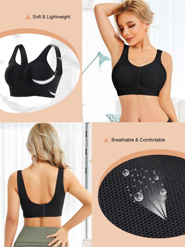 Women's Solid Wireless Push Up Bra, Breathable Comfortable Adjustable Hook & Eye Closure Bra, Soft Lingerie for Daily Wear