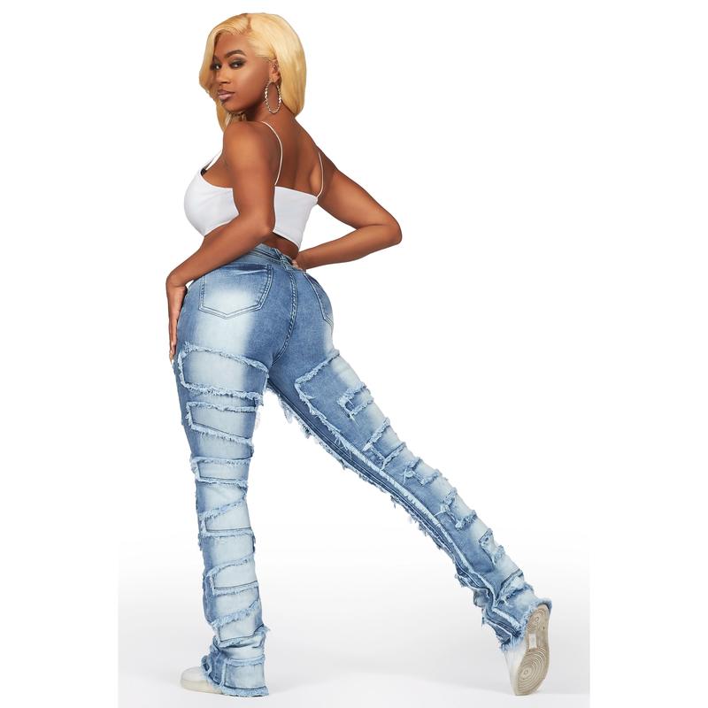 Zariyah Med. Wash Stacked Flare Jean