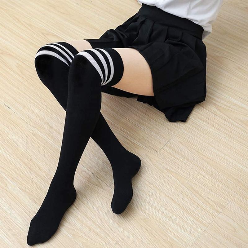 Extra Long High Thigh Socks Striped Over Knee Thin Tights Long Stocking