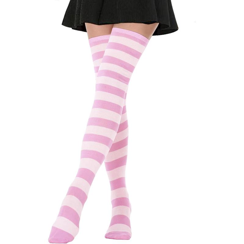 Extra Long High Thigh Socks Striped Over Knee Thin Tights Long Stocking