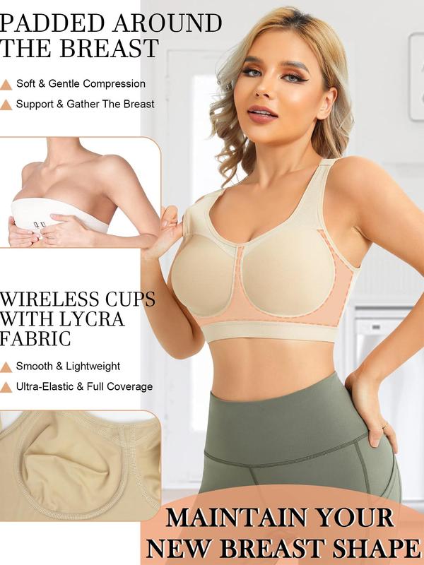 Women's Solid Wireless Push Up Bra, Breathable Comfortable Adjustable Hook & Eye Closure Bra, Soft Lingerie for Daily Wear