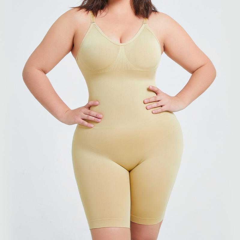 Nebility Women's Bodysuit Seamless V Neck Full Body Stretchy Shapewear Jumpsuit