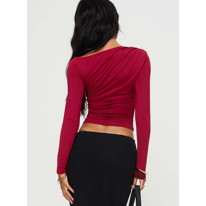 Spiller Off The Shoulder Top Burgundy