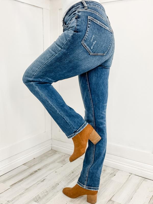 Vervet Pleasantly Mid Rise Straight Leg Jeans