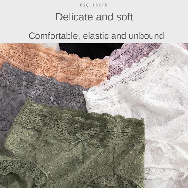 3pcs Women's Seamless Lace Trimmed Thin Mid-rise Boxer Briefs, Sexy & Invisible