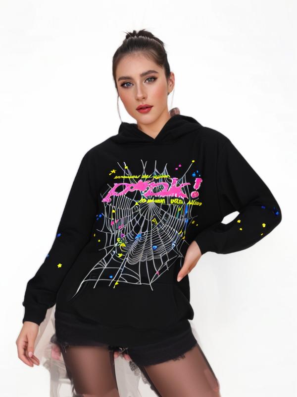 Autumn and Winter Hip Hop Spide Hoodies Women's Sportswear Casual Fashionable Hip Hop Letter Printed Pullovers