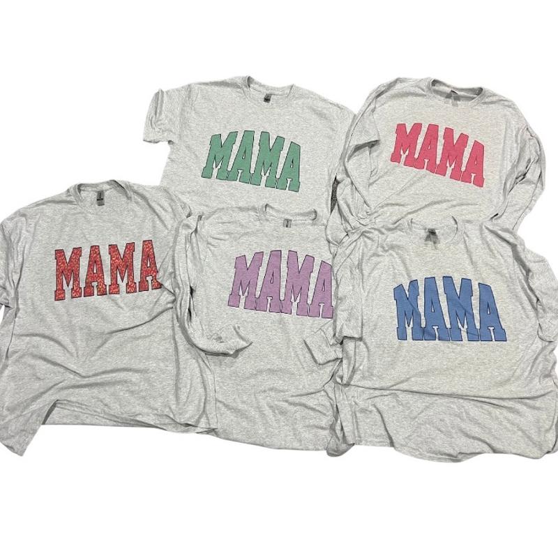 MAMA Varsity Tees Lite Grey plus size options T-Shirt Top Womenswear Comfortable Long Sleeve Tshirt