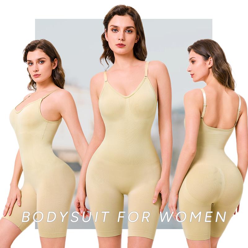 Nebility Women's Bodysuit Seamless V Neck Full Body Stretchy Shapewear Jumpsuit