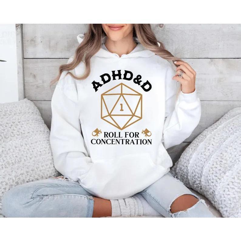 ADHD&D Roll for Concentration Sweatshirt, Dungeons and Dragons Dnd T-shirt, DnD Vintage Tee, ADHD Unisex shirt, DnD Shirt, RPG Gift, Dungeons Master Sweatshirt