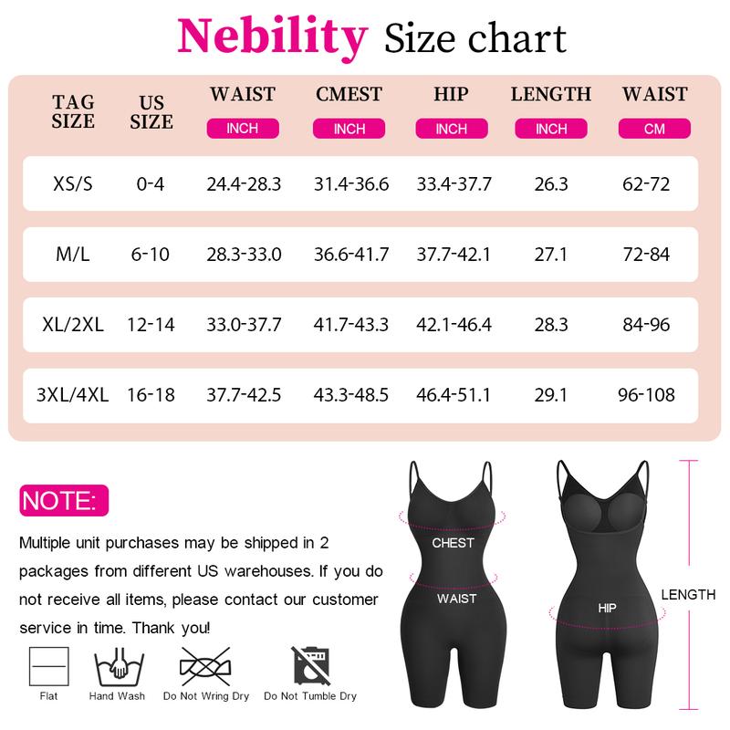 Nebility Women's Bodysuit Seamless V Neck Full Body Stretchy Shapewear Jumpsuit