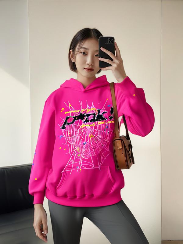 Autumn and Winter Hip Hop Spide Hoodies Women's Sportswear Casual Fashionable Hip Hop Letter Printed Pullovers