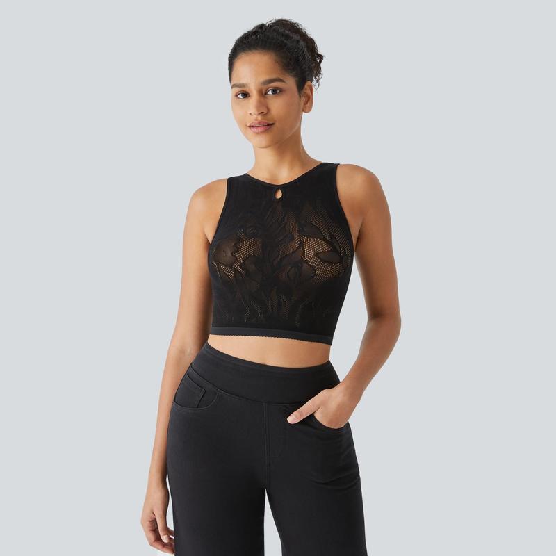 Halara Seamless Flow Cut Out Cropped Casual Tank Top