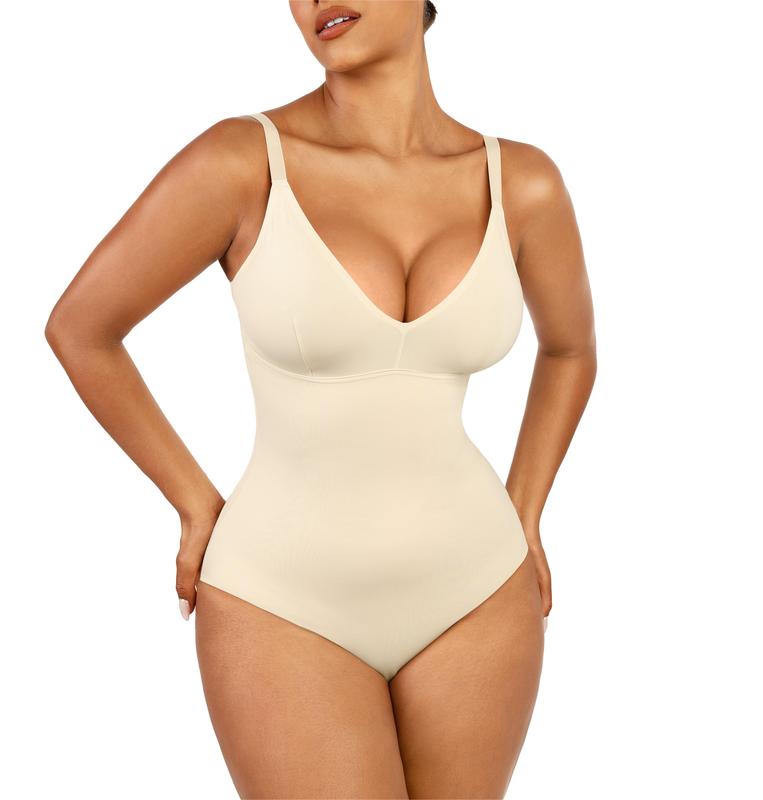 FeelinGirl Shapewear Bodysuit For Women Deep V Neck Tummy Control Seamless  Shaper Casual Breathable Comfortable Fabric Womenswear