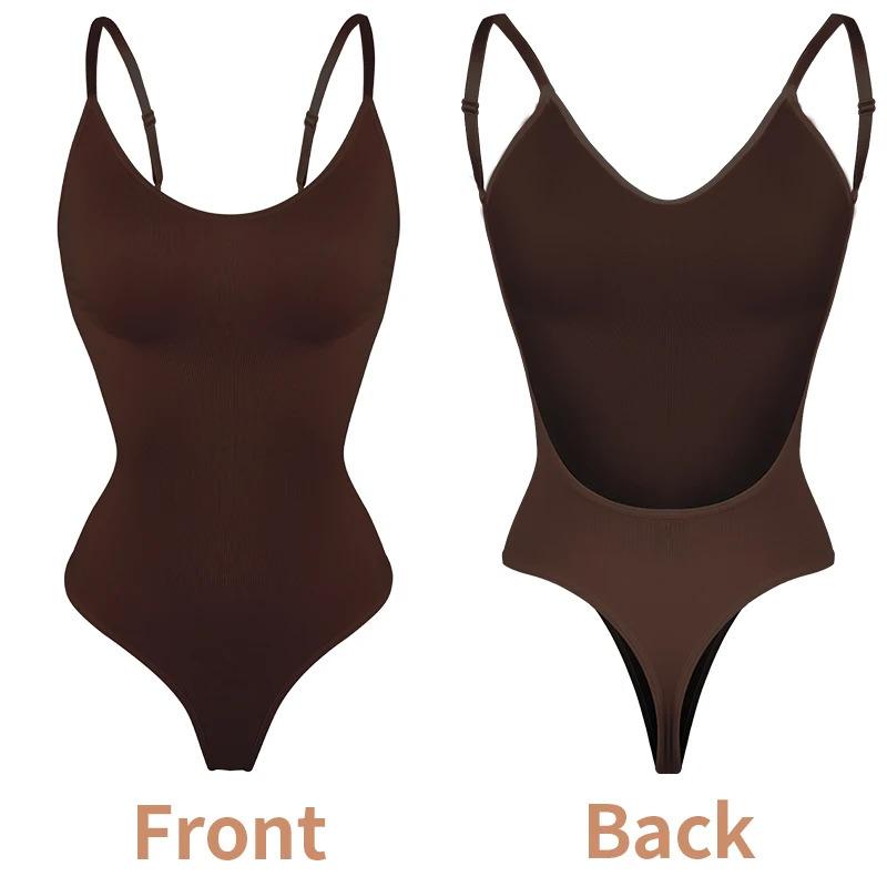 Backless Bodysuit Women Tummy Control Shapewear Seamless Sculpting Thongs Body Shaper Low Back Tank Top Summer Leotard