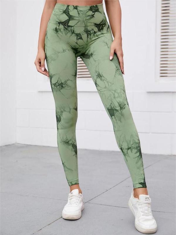 Women's Tie Dye Print Ruched High Waist Leggings, Casual Comfy Skinny Pants for Daily Wear, Ladies Bottoms for All Seasons