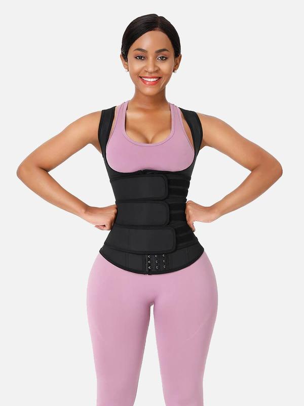 FeelinGirl Plus Size Waist Trainer Vest With 3 Rows of Eye and Hook Compression Cotton Shapewear Womenswear  Comfort Straps matt  waist Spandex Day