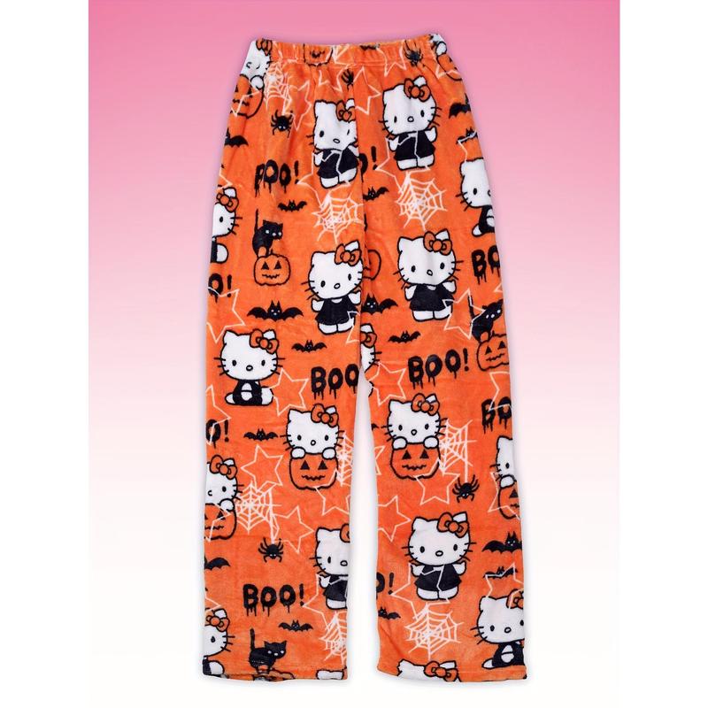 Licensed Sanrio Flannel Women's Pajamas, Kawaii Sanrio Hello Kitty, Casual Anime Pants, Warm White Wool, Autumn Fashion Gifts