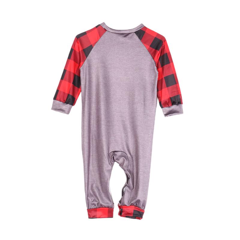 Classic Christmas Costume Family Matching Deer Plaid Print Pajamas Sets Round Neck Parent-child Clothing Xmas Pj's Clothes Homewear Sleepwear Loungewear Cotton Womenswear