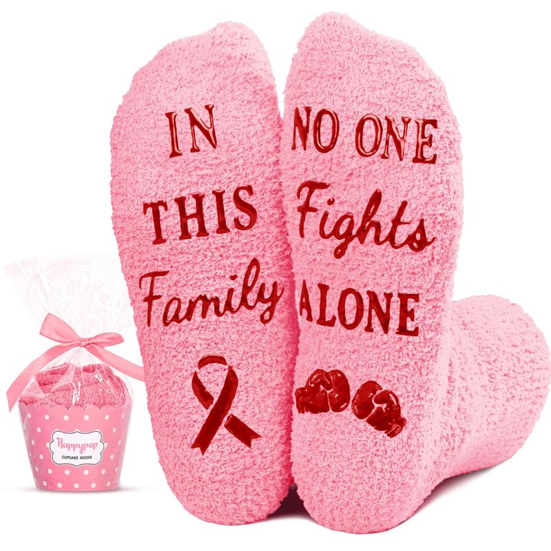 HAPPYPOP Women Breast Cancer Awareness Socks Inspirational Socks For Women Chemo Socks, Inspirational Gifts For Women Breast Cancer Gifts Breast Cancer Awareness Gifts