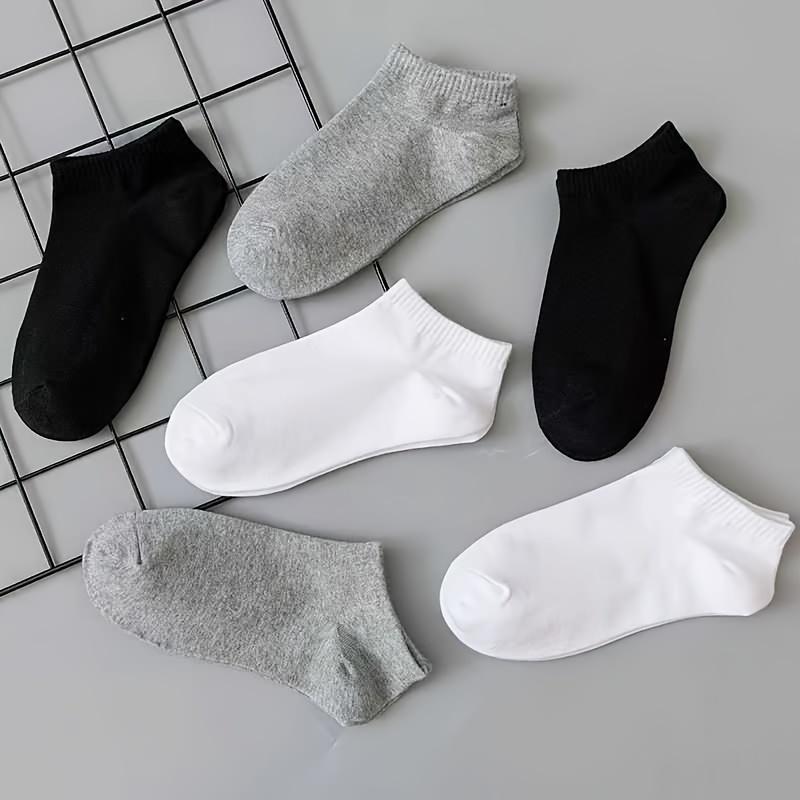 3 15 20 30 Pairs of Comfortable Ankle Socks, Sports Black and White Solid Color Socks Pack, Women's Stockings and Socks