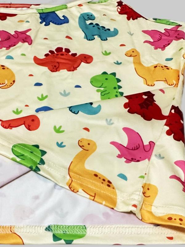 2 Pieces Women's Dinosaur Print Ruffle Trim Pajama Set, Cute Comfy Backless Cami Top & Elastic Waist Shorts PJ Lounge Set, Pajama Sets Women, Women's Sleepwear & Loungewear