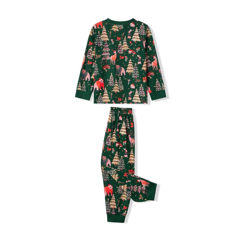 Family Matching Christmas Pajama Set, Printed Long Sleeve Tops Elastic Waist Pants for Fall Winter