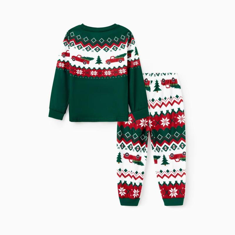 PatPat Green Christmas Tree Pajamas Matching Family Outfits (Long Sleeves)