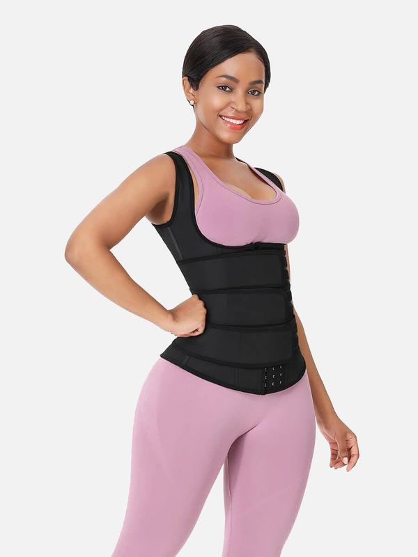 FeelinGirl Plus Size Waist Trainer Vest With 3 Rows of Eye and Hook Compression Cotton Shapewear Womenswear  Comfort Straps matt  waist Spandex Day