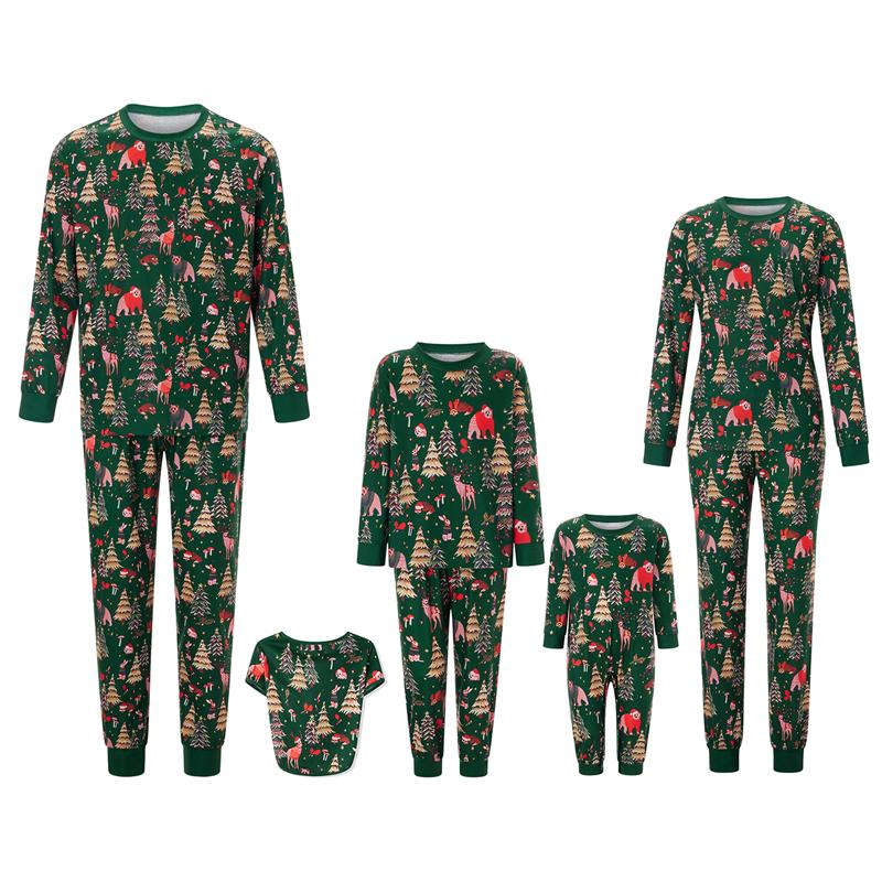 Family Matching Christmas Pajama Set, Printed Long Sleeve Tops Elastic Waist Pants for Fall Winter