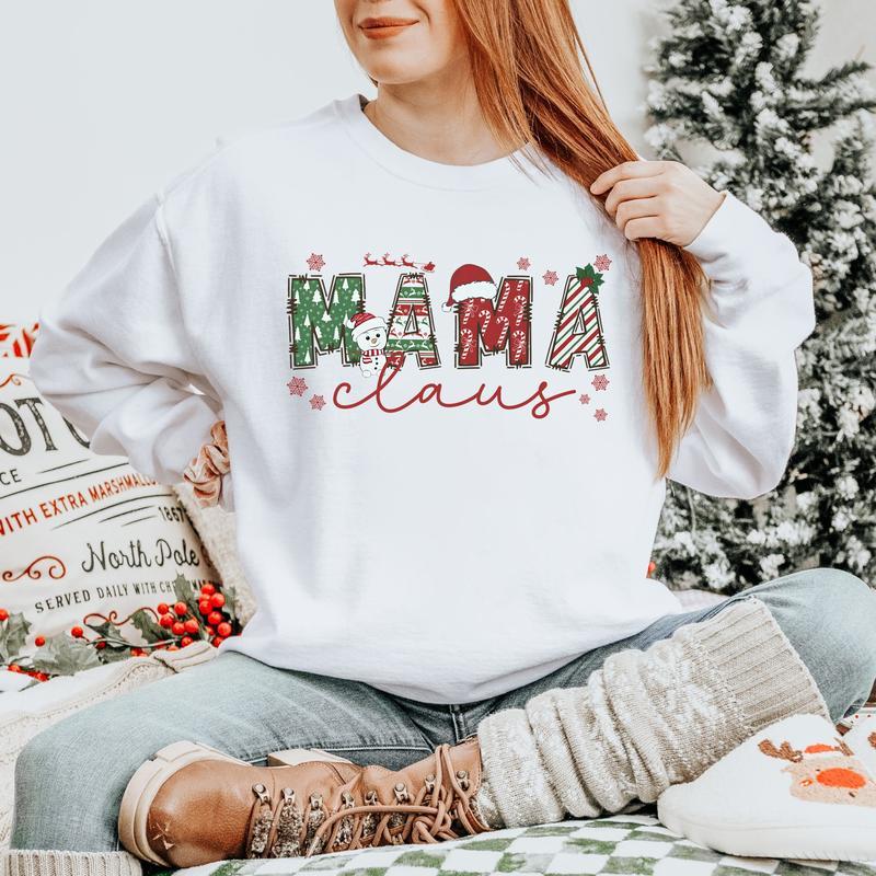 Mama Claus Sweatshirt, Christmas Mom Sweatshirt, Christmas Mama Sweater, Family Christmas Sweater, Holiday Mom Shirt, Family Christmas Gift Shirt