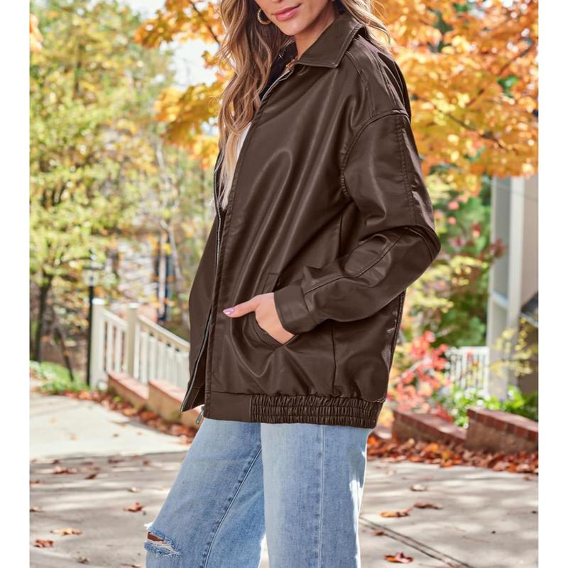 Womens Oversized Leather Jackets Faux Suede Fall Fashion Motorcycle Coats Winter Outfits Clothes 2024