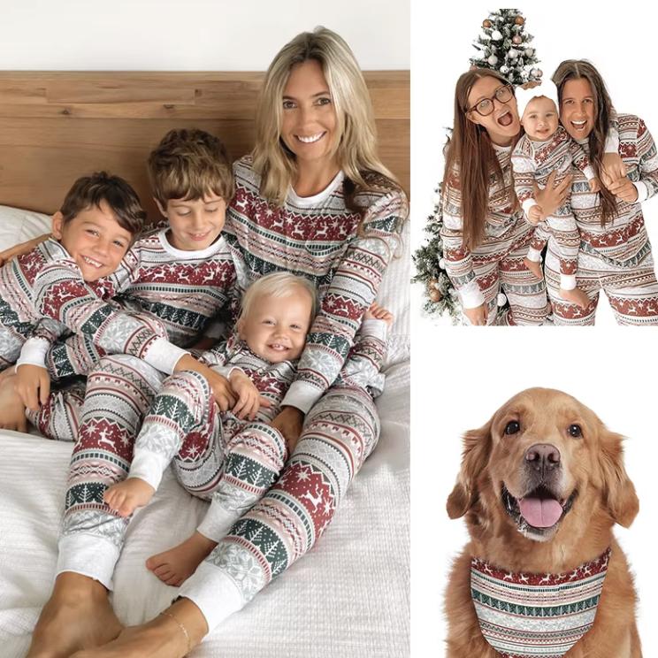 2024 Christmas Family Matching Pajamas Party Mother Daughter Father Son Sleepwear Clothing Set Baby Romper Fashion Family Look- Matching Family Christmas Pajamas family costume