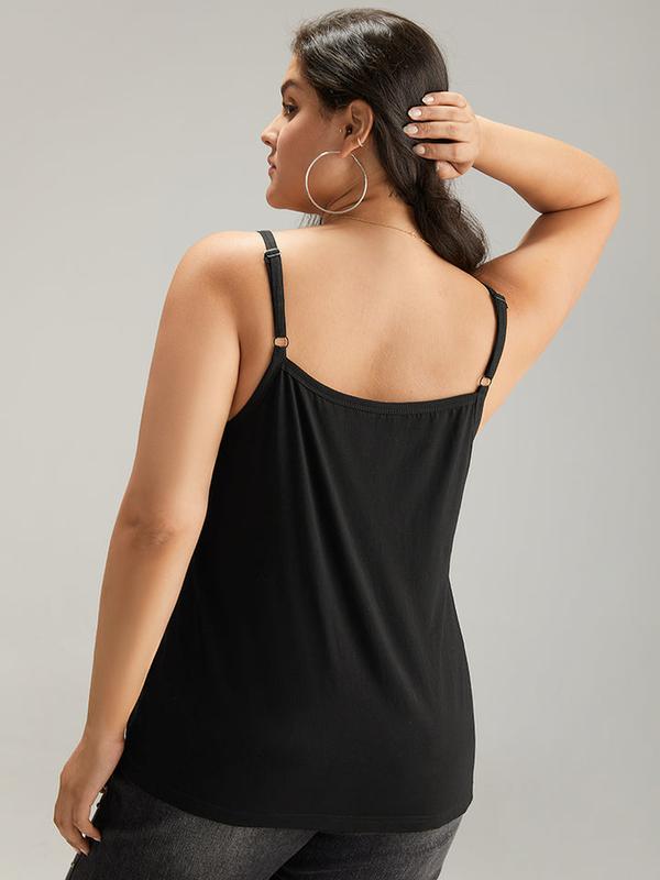 Cotton Plain Adjustable Straps Cami Top