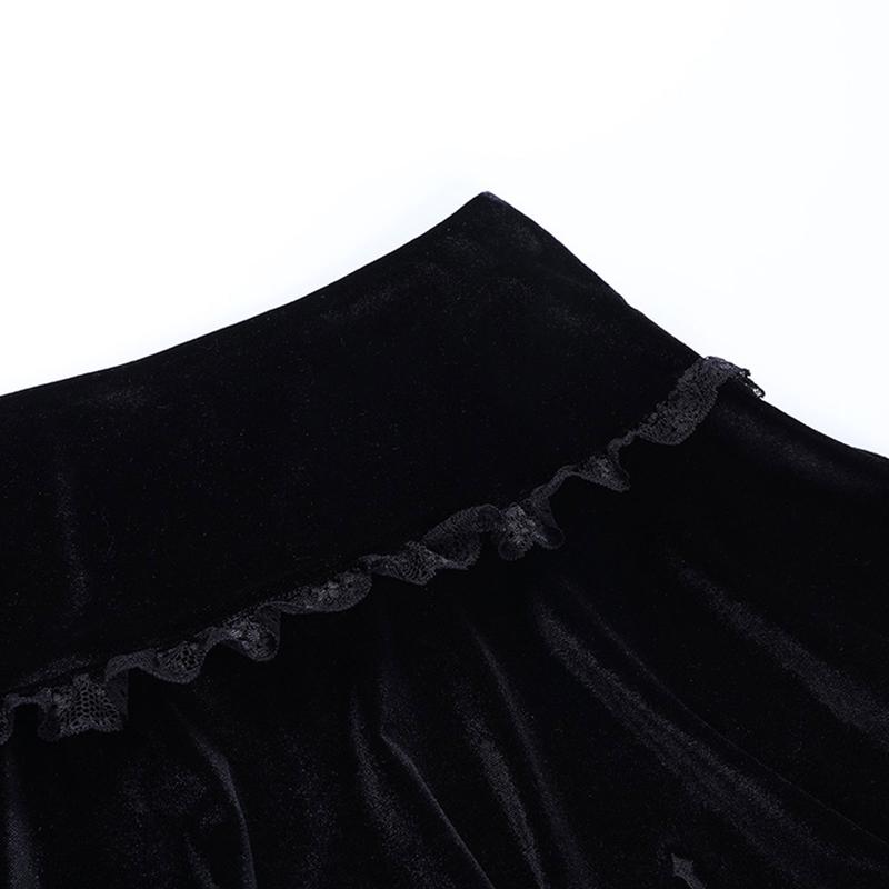 Women Fashion Cross Embroidery Skirt Ladies Female Stylish Lace Trim Skirt for Party