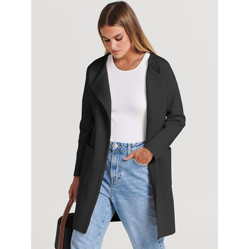 Women's Open Front Knit Lightweight Cardigan Casual Long Coatigan Sweater Lady Jacket Coat 2024 Fall Outerwear