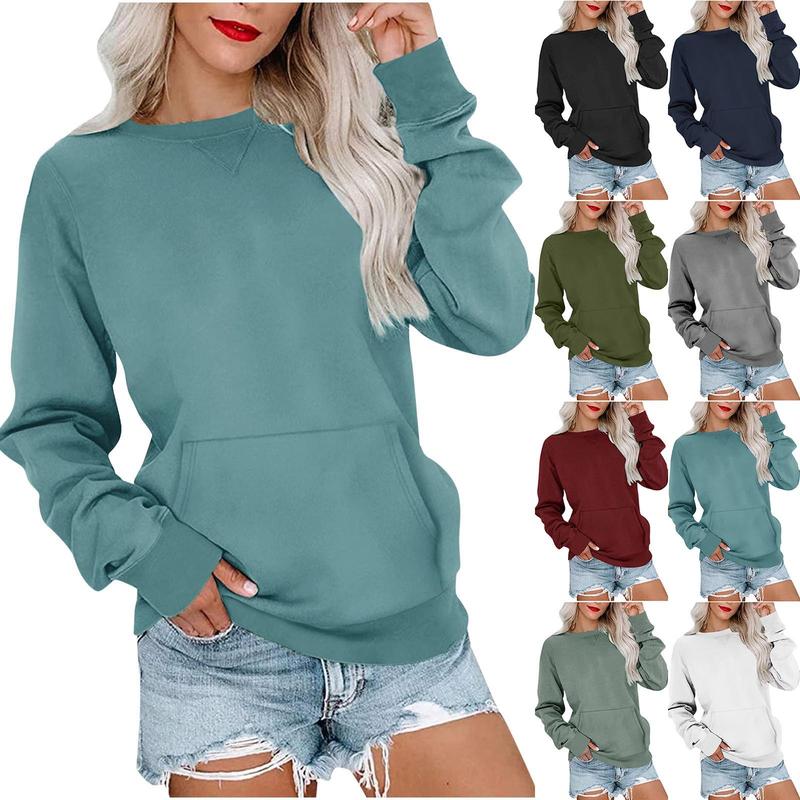 Women's 2023 Autumn and Winter New Solid Color round Neck Loose Long-Sleeved Women's Sweater