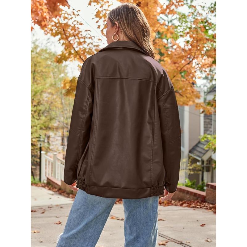 Womens Oversized Leather Jackets Faux Suede Fall Fashion Motorcycle Coats Winter Outfits Clothes 2024