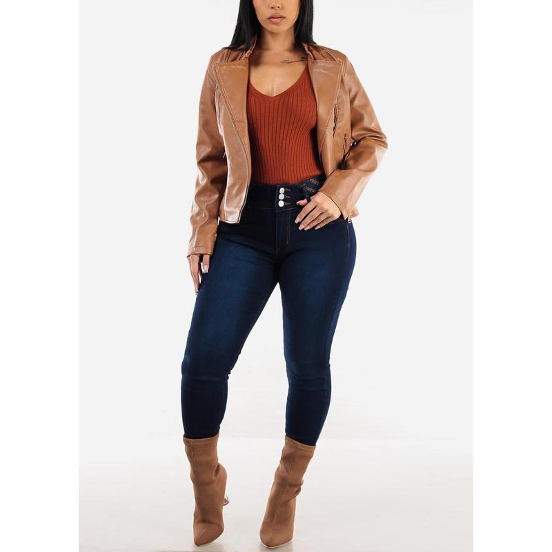 Butt Lift High Waist Skinny Jeans Dark Blue