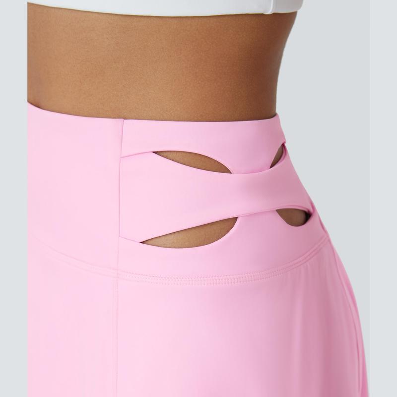 Halara Softlyzero™ Airy High Waisted Cut Out 2-in-1 Side Pocket Mini Flare Cool Touch Tennis Skirt-UPF50+