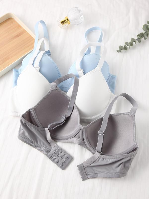 3 New Women's Bras Gathered with Steel Ring Comfortable Adjustable Breathable