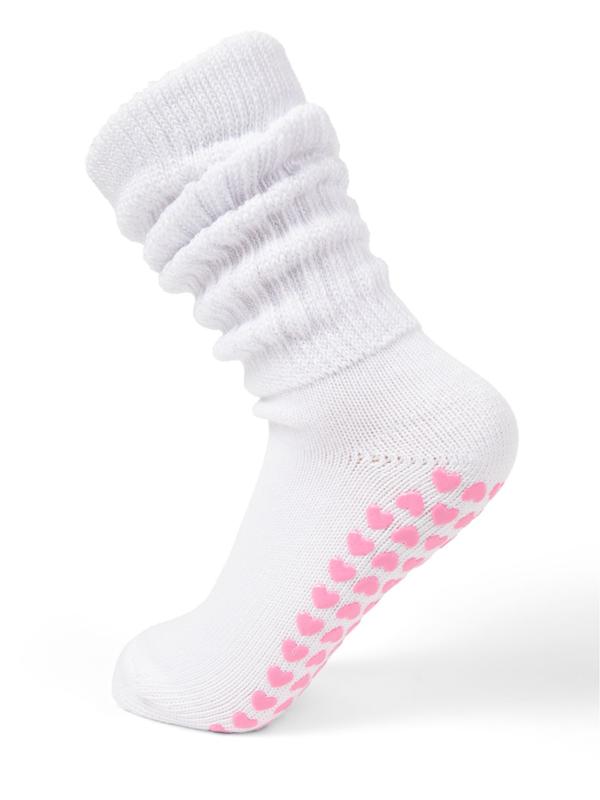 Lotties slouchy scrunchy socks with pink heart grips