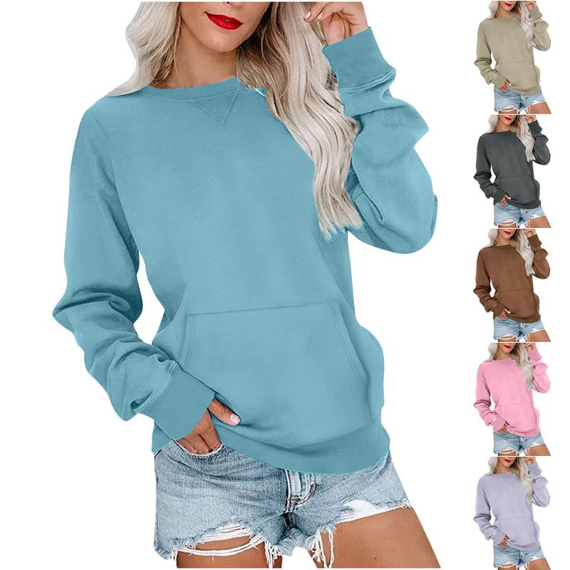 Women's 2023 Autumn and Winter New Solid Color round Neck Loose Long-Sleeved Women's Sweater