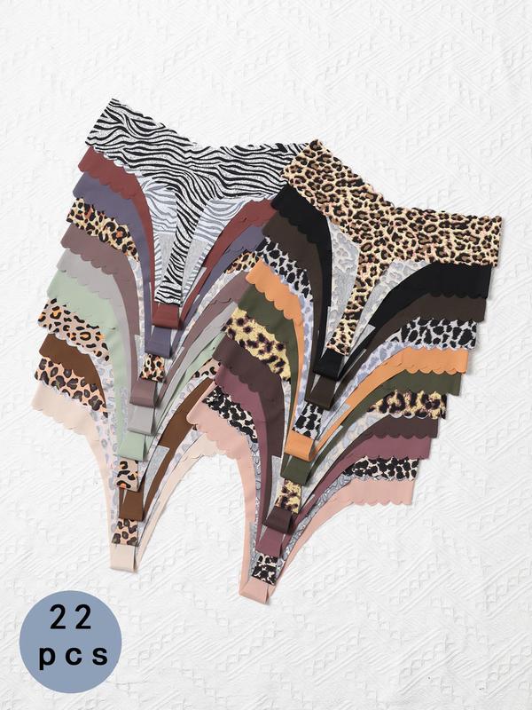 Women's Mixed Leopard Zebra Stripe Print Panty, 2024 New Style Soft Comfy Breathable Seamless Knicker for Daily Wear, Women's Underwear for All Seasons