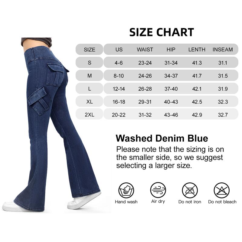 JOJOANS Flare Yoga Pants With Pockets for Women High-waisted Leggings with Four Flap Pockets Butt Lifting Fitness Casual Workout Activewear Leggings