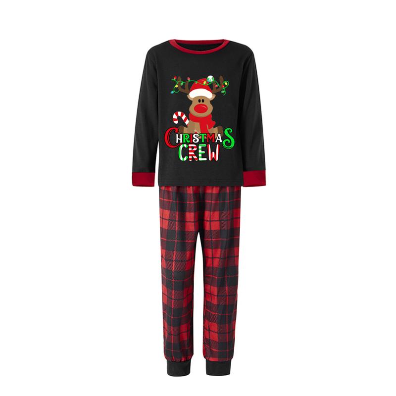 Matching Christmas Pajamas For Family Long Sleeve Reindeer Graphic Tops + Pants Set Loungewear