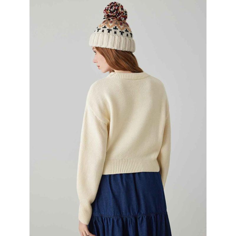 Cider [size 0-26] Round Neck Goose Pattern Sleeve Knitted Top