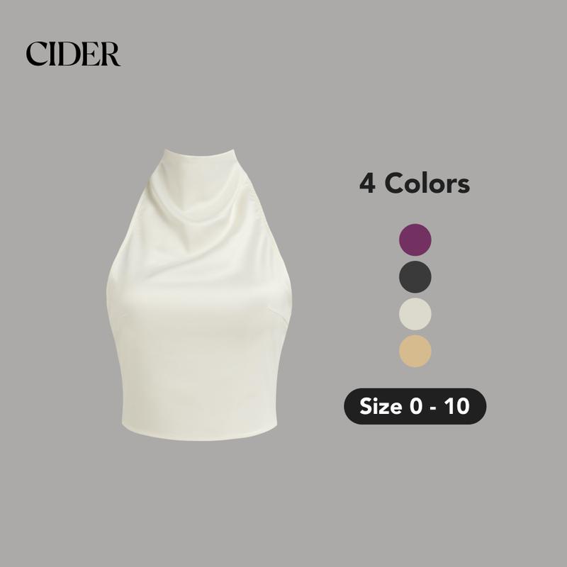 Cider [4 colors, size 0-10] Tie Back Halter Solid Top