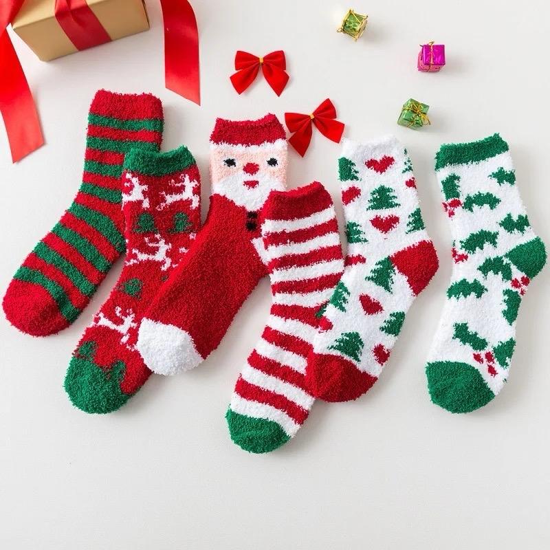 Soft Winter Holiday Fuzzy Socks - Festive Warm Fluffy Holiday Design - Comfort Womenswear